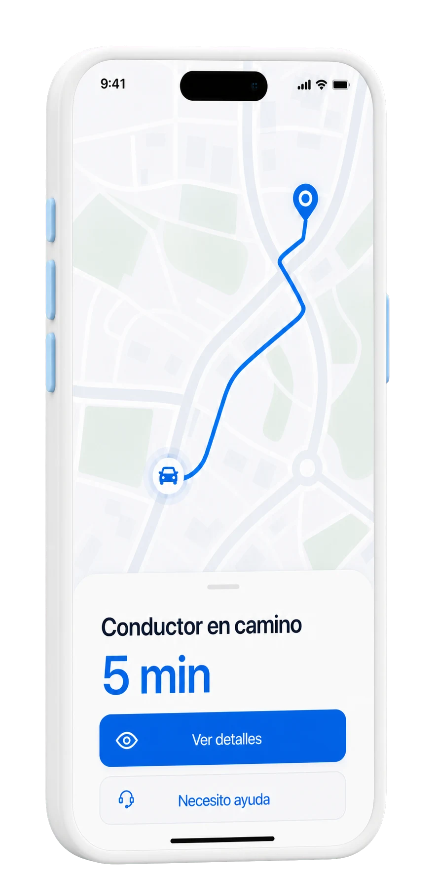 Concepto visual de una pantalla móvil para seguir la llegada de un conductor